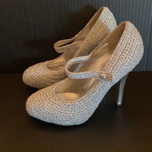 Dolce and Gabbana silver woven Mary Janes size 37.5